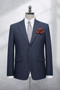 Bộ Suit Xanh Đen Họa Tiết Sọc Trắng Mờ Classic Fit TGS393